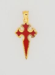 Croix de Saint Jacques en Plaqué Or & Émail - 17mm
