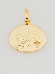 Médaille Esprit Saint & Croix en Plaqué Or - 15mm