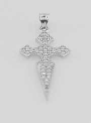 Croix de Saint Jacques Argent et Zircons - 20mm