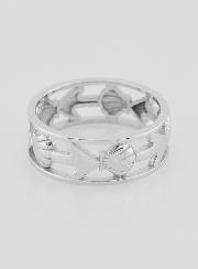 Bague Argent Ajourée Coquille & Ancre - T54