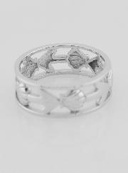 Bague Argent Ajourée Coquille & Ancre - T54