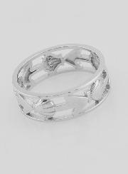 Bague Argent Ajourée Coquille & Ancre - T58