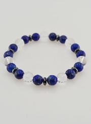 Bracelet Cristal de Roche et Lapis Lazuli AA - 8mm