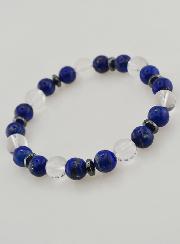 Bracelet Cristal de Roche et Lapis Lazuli AA - 8mm