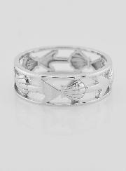 Bague Argent Ajourée Coquille & Ancre - T62