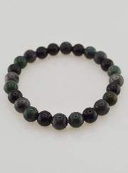 Bracelet Agate Mousse, Larvikite, Onyx Noir - 8mm