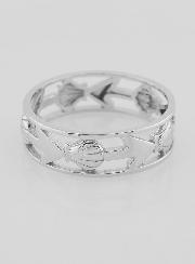 Bague Argent Ajourée Coquille & Ancre - T64