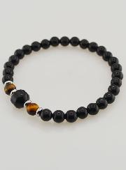 Bracelet en Oeil de Tigre et Onyx Noir - 6mm