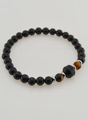 Bracelet en Oeil de Tigre et Onyx Noir - 6mm