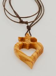Pendentif Croix Ex-voto en Olivier & Cordon