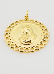 Médaille Vierge à l'Enfant Inox Doré - 25mm