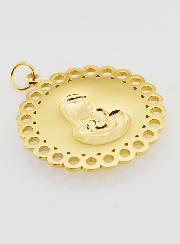 Médaille Vierge à l'Enfant Inox Doré - 25mm