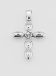 Pendentif Croix Inox & Zircons - 25mm