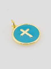 Médaille Croix Émaillée - Turquoise