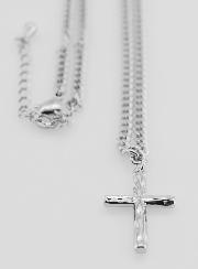 Collier Religieux Croix Martelée - Inox