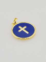 Médaille Croix - Émail Bleu Marine