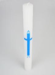 Cierge de Procession Alpha Omega 40cm - Bleu