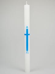 Cierge de Procession Alpha Omega 34cm - Bleu