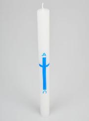 Cierge de Procession Alpha Omega 34cm - Bleu