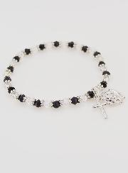 Bracelet Religieux Perles Noires & Transparentes