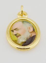 Médaille Saint Padre Pio Dorée - 25mm