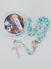 Chapelet de Lourdes en Perles Bleues Nacrées - Boîte Cadeau
