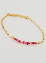 Bracelet Inox & Calcedoine Rose