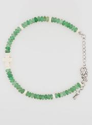 Bracelet Croix et Pierres en Verre Vert