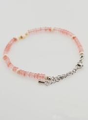 Bracelet Croix et Pierres en Verre Rose