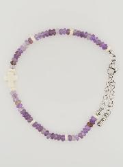 Bracelet Croix et Pierres en Verre Violet