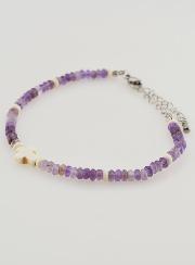 Bracelet Croix et Pierres en Verre Violet