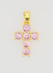 Pendentif Croix Oxydes de Zirconium - Rose