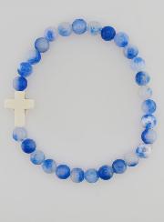 Bracelet Religieux Avec Croix - Jade Bleu
