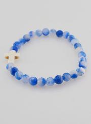 Bracelet Religieux Avec Croix - Jade Bleu