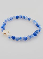 Bracelet Religieux Avec Croix - Jade Bleu