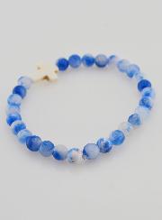 Bracelet Religieux Avec Croix - Jade Bleu