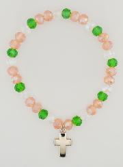 Bracelet Avec Croix - Perles Verre Multicolores