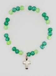 Bracelet Avec Croix & Perles de Verre - Vert