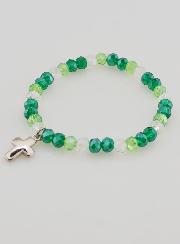 Bracelet Avec Croix & Perles de Verre - Vert
