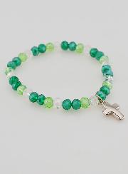 Bracelet Avec Croix & Perles de Verre - Vert