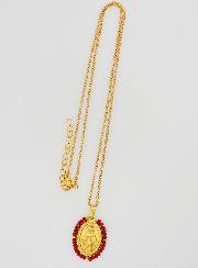 Médaille Miraculeuse Perles Facetées + Chaîne - Rouge