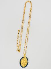 Médaille Miraculeuse Perles Facetées + Chaîne - Noir
