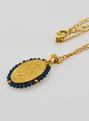 Médaille Miraculeuse Perles Facetées + Chaîne - Noir