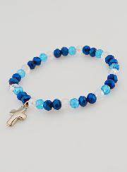 Bracelet Avec Croix & Perles de Verre - Bleu