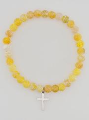 Bracelet Religieux Croix & Agate - Jaune