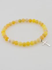 Bracelet Religieux Croix & Agate - Jaune
