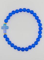 Bracelet Religieux Croix & Jade - Bleu
