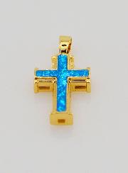 Pendentif Croix Bleu - 17mm