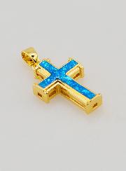 Pendentif Croix Bleu - 17mm
