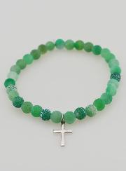 Bracelet Religieux Croix & Agate - Vert